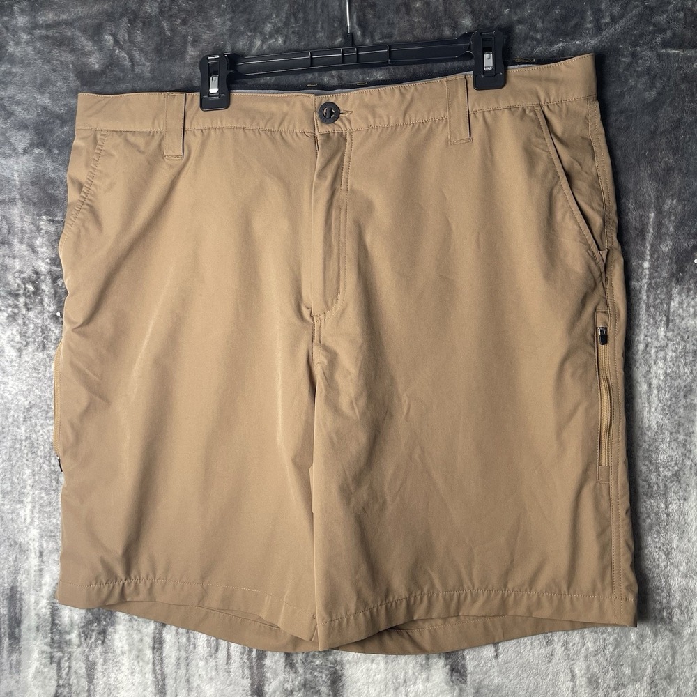 Orvis Men's Shorts Size 40 Brown Flat Front Cotton Inseam 9 Inches Pockets